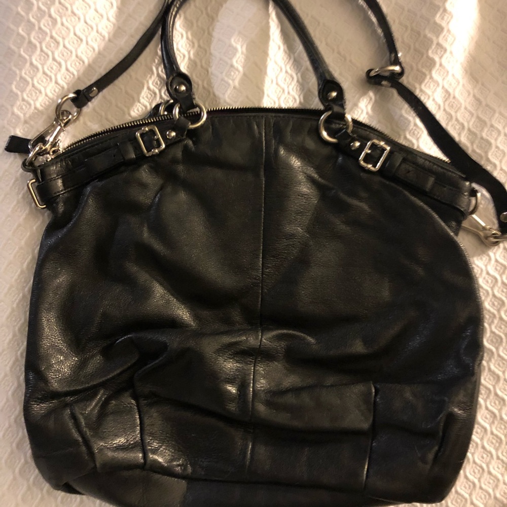 Coach leather shoulder bag carryall satchel